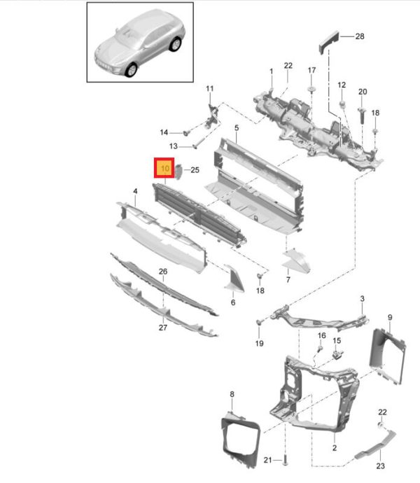 NEW GENUINE PORSCHE MACAN 95B 2014-  FRONT LOWER RADIATOR SUPPORT GRILLE 95B121257EY - Image 2