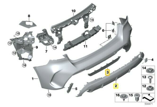 NEW GENUINE BMW 1 SERIES F40 M SPORT M135i REAR DIFFUSER AND GRILL SET KIT 51128074426+51128075332 - Image 2
