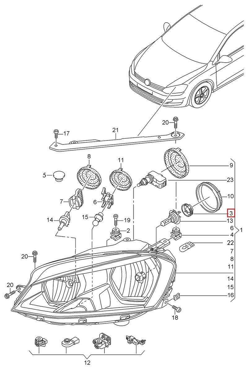 NEW GENUINE VOLKSWAGEN VW TIGUAN HEADLIGHT HEAD LIGHT LAMP MOUNT RING SOCKET 5K0941109C - Image 2