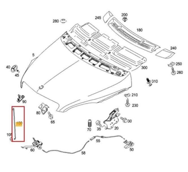 NEW GENUINE MERCEDES BENZ A W169 B W245 ENGINE BONNET SUPPORT A1698870272 - Image 2