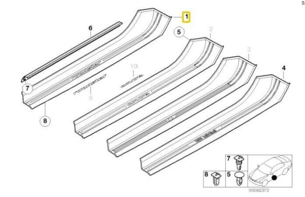 BMW NEW GENUINE Z3 E36 DOOR ENTRY ROADSTER SILL STRIPS SET PAIR N/S O/S 51478399663+51478399664 - Image 2