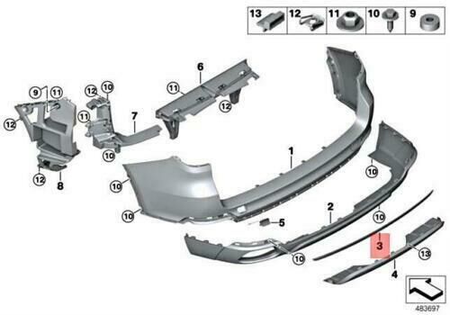 NEW GENUINE BMW X5 SERIES REAR TRIM STRIP BUMPER 51127365333 - Image 2