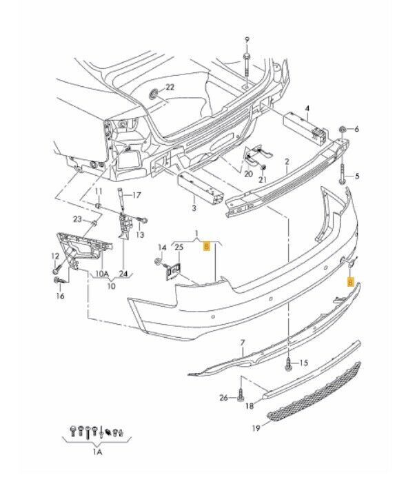 NEW GENUINE AUDI A4 B8 2008-2012 REAR BUMPER TOW HOOK COVER CAP PRIMED 8K5807441GRU - Image 2