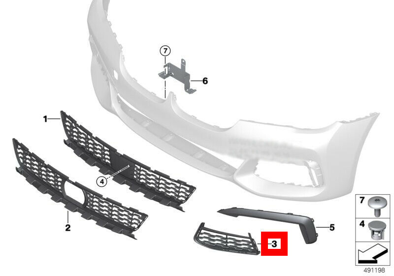 NEW GENUINE BMW 7' G11 G12 FRONT M SPORT BUMPER SIDE GRILL RIGHT O/S 51118092160 - Image 2