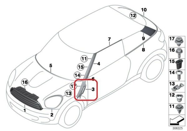 MINI NEW GENUINE R60 R61 SIDE CARRIER TURN SIGNAL TRIM BLACK CHECKERED PAIR SET - Image 2