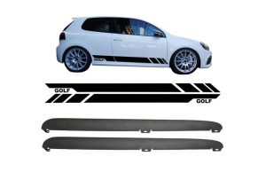 Side Skirts with Side Decals Sticker Vinyl Black suitable for VW Golf VI Golf 6 (2008-2014) GTI Design