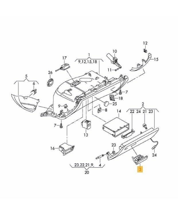 NEW GENUINE AUDI A4 A5 Q5 GLOVE BOX HANDLE WITHOUT LOCK HOLE LHD 8K1857131 3Q7 - Image 2