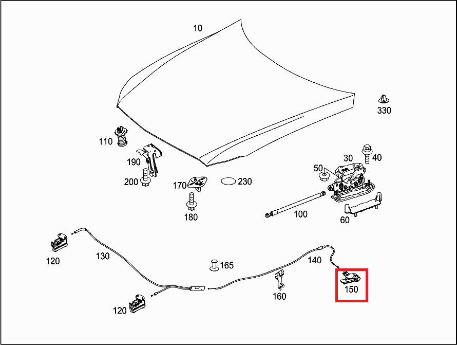 NEW GENUINE MERCEDES BENZ C W205 BONNET HOOD INTERIOR RELEASE HANDLE A2048800900 - Image 2