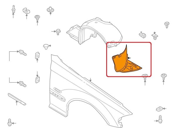 BMW NEW GENUINE 3 E46 FRONT WHEEL FENDER LINER COVER RIGHT O/S FRONT SECTION 51718193812 - Image 2
