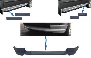 Dynamic Front Bumper Lower Lip Spoiler suitable for Land Rover Freelander 2 L359 Facelift (2011-2014) and Car Front/Rear Side Skirts Door Panels Left & Right