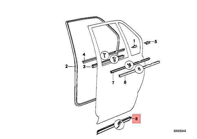 NEW GENUINE BMW 5 SERIES E34 M-TECHNIC REAR DOOR LOWER TRIM MOLDING 51222230398 - Image 2