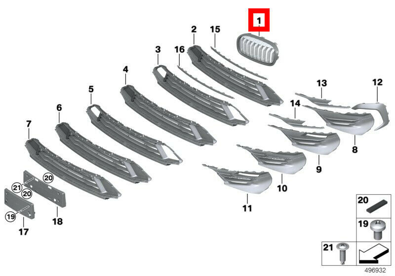 NEW GENUINE BMW 2 SER F45 F46 LCI BASIS FRONT LEFT N/S KIDNEY GRILL 51137467457 - Image 2