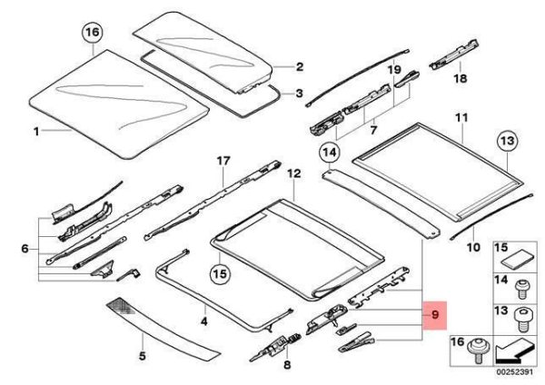 NEW GENUINE BMW X3 SERIES E83 PANORAMIC SUNROOF REPAIR KIT FOR SHADE FRONT 54107199478 - Image 2