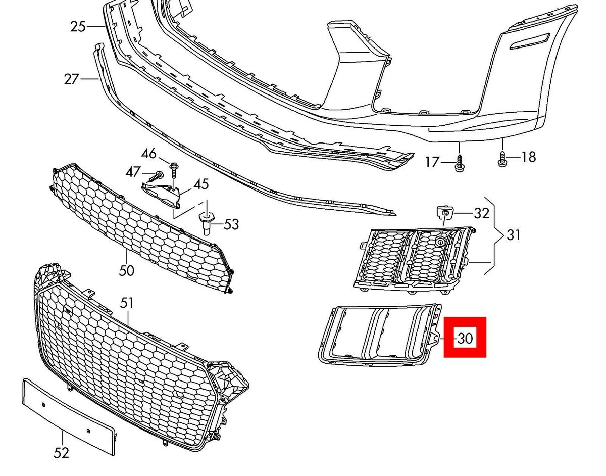 NEW GENUINE AUDI R8 4S FRONT BUMPER LEFT N/S GRILL FRAME HIGH GLOSS DARK CHROME 4S0807681ARN4 - Image 2