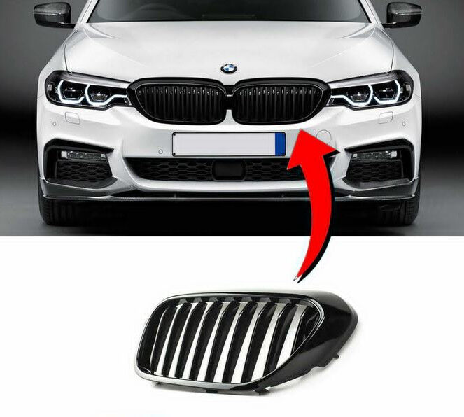 NEW GENUINE BMW 5 SERIES G30 G31 M PERFORMANCE FRONT KIDNEY GRILL BLACK LEFT OS  51712430993 / 51719626587