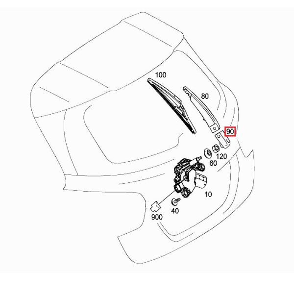 NEW GENUINE MERCEDES-BENZ A CLASS W177 REAR COVER WIPER ARM A2478240000 - Image 2