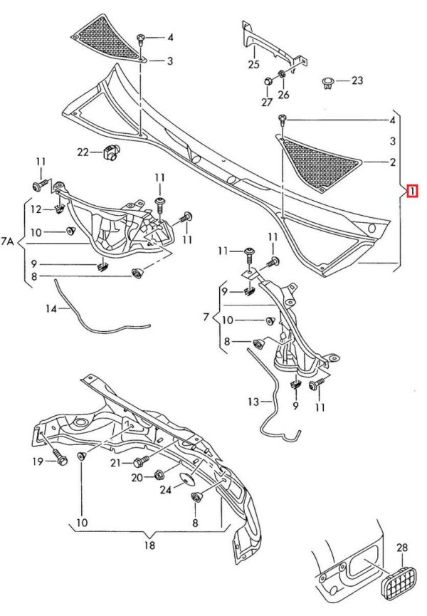 NEW GENUINE AUDI Q7 2007-2012 FRONT WINDSCREEN SCUTTLE PANEL WIPER COVER 4L2819401A01C - Image 2