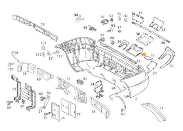 NEW GENUINE MERCEDES BENZ ML 55 AMG W163 REAR BUMPER TOW HOOK COVER A16388004059999 - Image 2