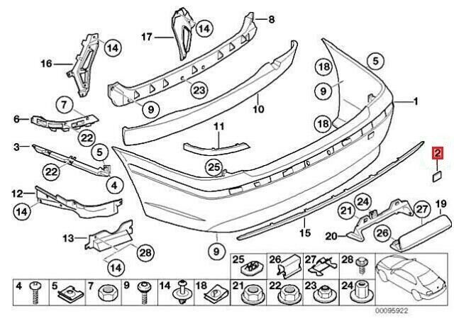 NEW GENUINE BMW 7 SERIES E65 E66 REAR BUMPER TOW EYE COVER 51127042708 - Image 2