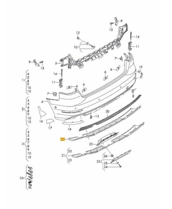 NEW GENUINE AUDI A3 13-16 REAR BUMPER LOWER SPOILER LEFT DUAL PIPE 8V5807521B - Image 2