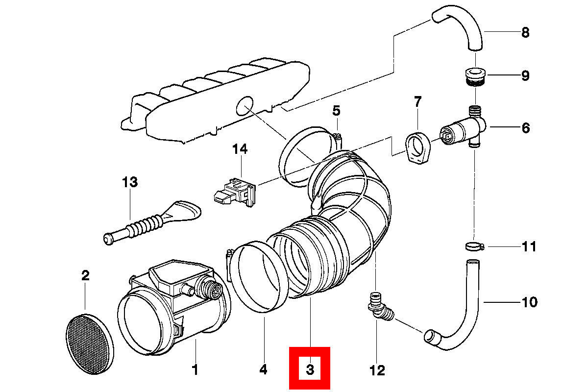 NEW GENUINE BMW 3 SER E36 320i M50B20 AIR INTAKE RUBBER BOOT HOSE 13541427779 - Image 2