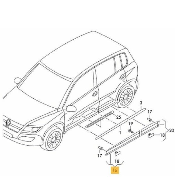 NEW GENUINE VW TIGUAN 07-16 FRONT DOOR PRIMED COVER CHROME MOLDING SET LEFT N/S 5N0854939EGRU - Image 2