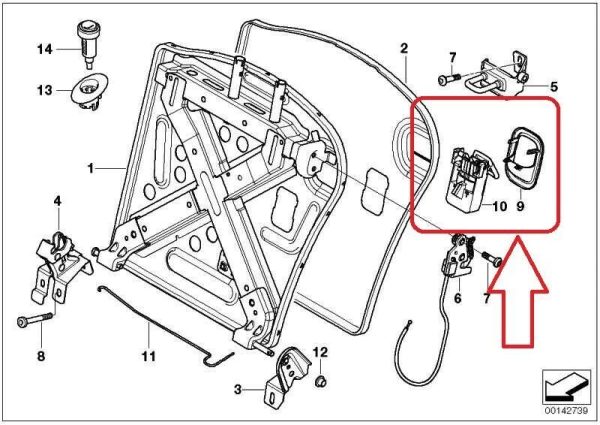 NEW GENUINE MINI COOPER R50 R52 R53 REAR SEAT LATCH CONTROL WITH COVER SET - Image 2