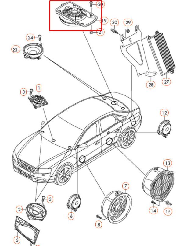 NEW GENUINE AUDI A4 B8 A5 RS5 REAR CENTRE BASS LOUDSPEAKER 8T0035412 - Image 2