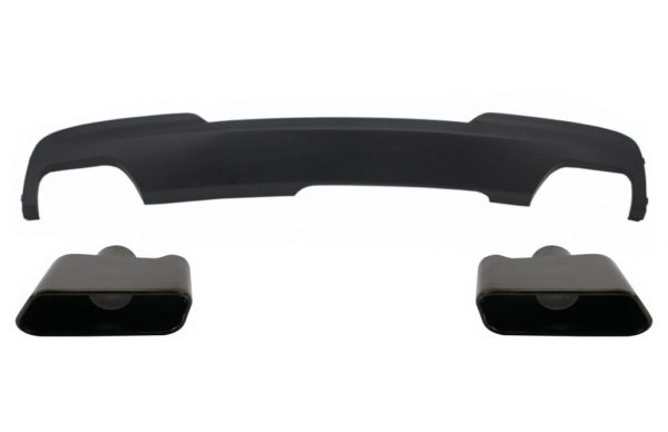 550i Conversion Diffuser Addon + Tail pipes Black For BMW F10 / F11 M Sport