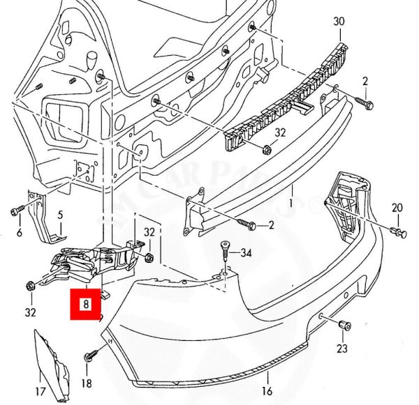 NEW GENUINE VW GOLF MK5 2003-2009 REAR BUMPER MOUNTING BRACKET GUIDE LEFT N/S 1K6807375 - Image 2