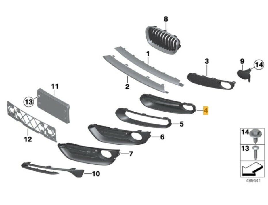 NEW GENUINE BMW 1 SER F20 F21 SPORT LINE FRONT BUMPER OPEN FOG GRILL RIGHT O/S 51117341614 - Image 2