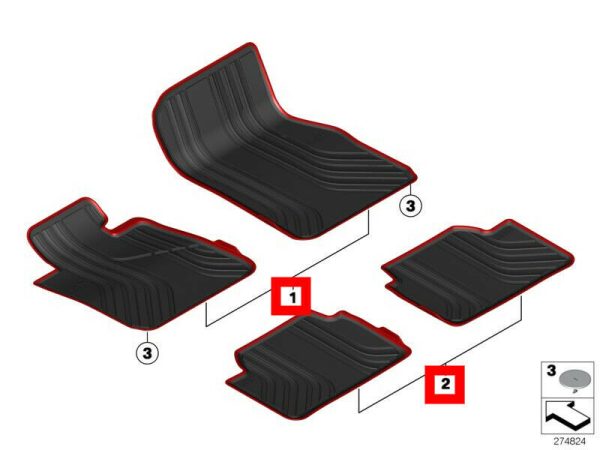 NEW GENUINE BMW 1 SERIES F20 F21 FRONT & REAR ALL WEATHER RUBBER FLOOR MATS LHD 51472210210+51472210208 - Image 2