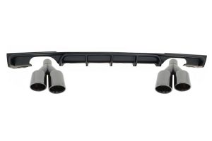 Rear Bumper Spoiler Valance Diffuser Double Outlet Exhaust Muffler Tips Black suitable for BMW 3 Series F30 F31 (2011-2019) M Design