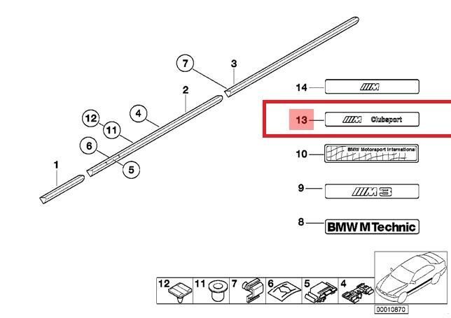 NEW GENUINE E36 M3 CLUB SPORT DOOR MOLDING LABEL STICKER BADGE EMBLEM 51132495560 - Image 2