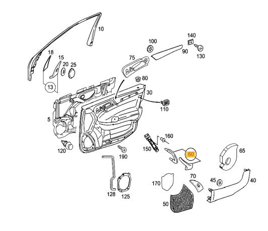 NEW GENUINE MERCEDES MB C CLASS W203 FRONT DOOR HANDLE ALPACA GRAY RIGHT O/S A20381016517376 - Image 2