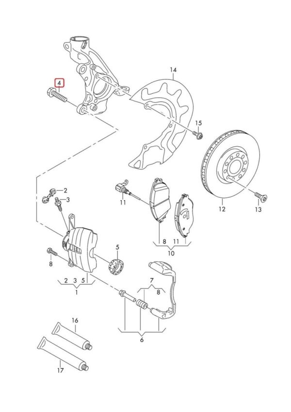 NEW GENUINE VOLKSWAGEN AUDI SEAT SKODA FRONT CALIPER CARRIER BOLT SET 2PCS N91084901 - Image 2