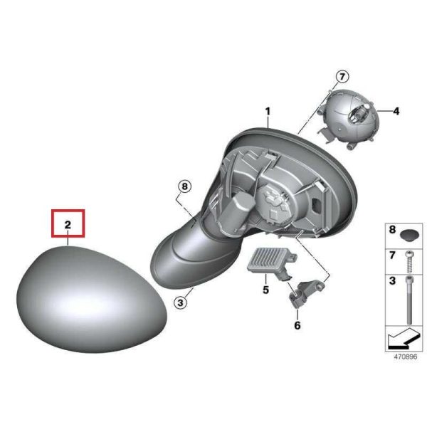 MINI COOPER NEW GENUINE F54 F55 F56 F57 F60 LEFT O/S MIRROR CAP PRIMED 51167401229 - Image 2