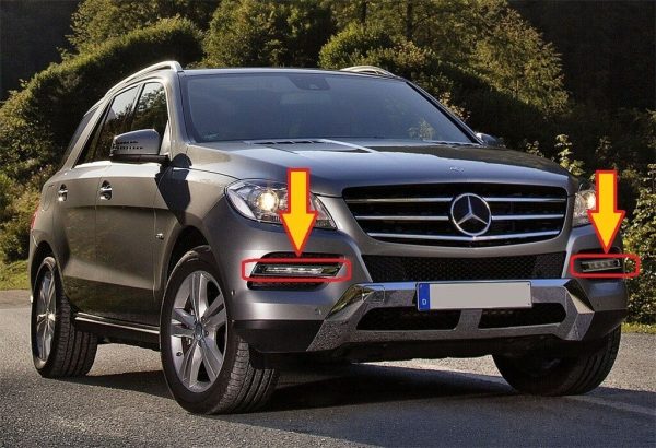 NEW GENUINE MERCEDES MB ML CLASS W166 FRONT BUMPER DRL LIGHT CHROME TRIM SET L+R  A1668850874 + A1668850774 - Image 2