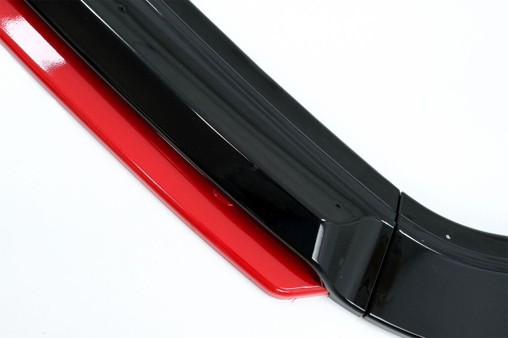 Front Bumper Lip Extension Spoiler with Central Badgeless Grille and Rear Diffuser suitable for VW Golf 7.5 Facelift (2017-2020) Piano Black & Red - Image 8