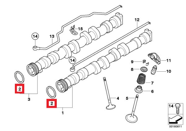 BMW GENUINE NEW E87 E90 F10 F01 G11 PETROL ENGINE CAMSHAFT RING SEAL SET OF 11311705512 - Image 2