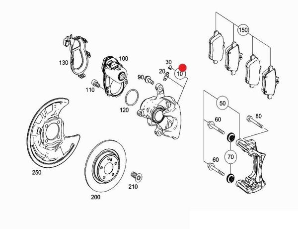 NEW GENUINE MERCEDES BENZ A CLASS W176 A45 AMG RH REAR RED BRAKE CALIPER A1764230481 - Image 2