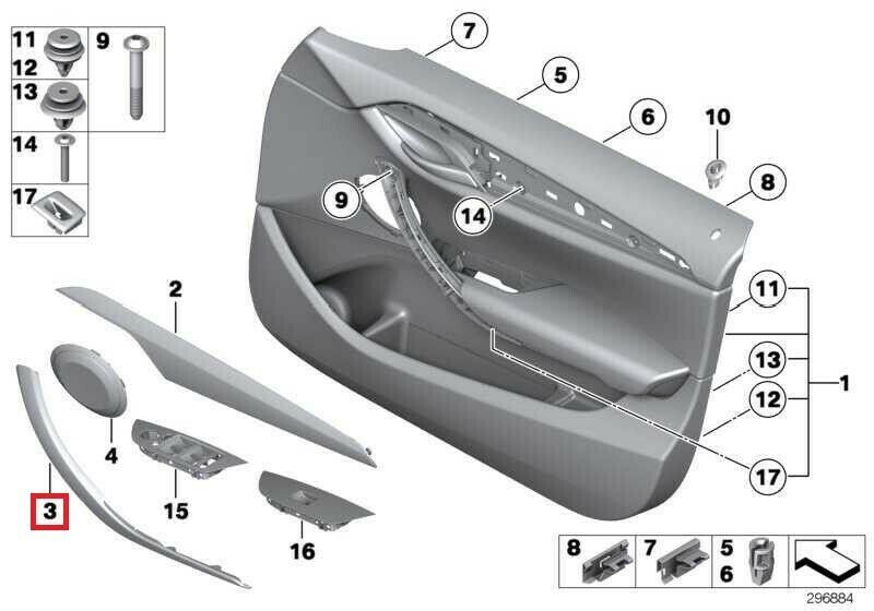 NEW GENUINE BMW X1 FRONT INNER DOOR PULL HANDLE COVER LEFT N/S 51412991775 - Image 2