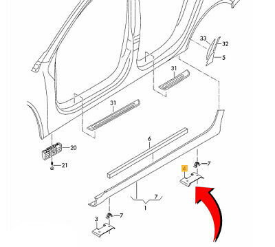 NEW GENUINE AUDI RS6 SIDE SKIRT SEALING CAP COVER REAR RIGHT O/S PRIMED 4G0853870GRU - Image 2