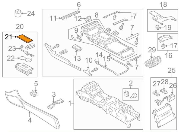NEW GENUINE AUDI A8 S8 10-16 CENTER CONSOLE CUPHOLDER LID TRIM PIANO BLACK LHD 4H0857951A4PK + 4H1857968AV58 - Image 2
