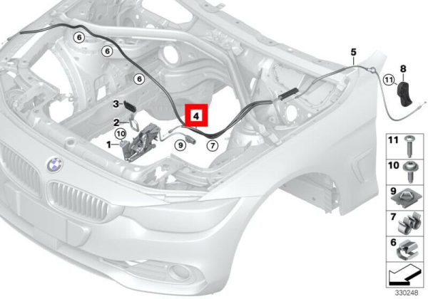 NEW GENUINE BMW 1 3 4 SERIES F20 F30 F80 F32 F83 HOOD BONNET LOCK RELEASE CABLE 51237411315 - Image 2