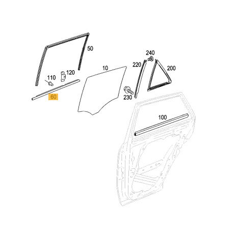 NEW GENUINE MERCEDES MB ML W164 REAR DOOR LOWER WINDOW TRIM BLACK LEFT N/S A1646905580 - Image 3