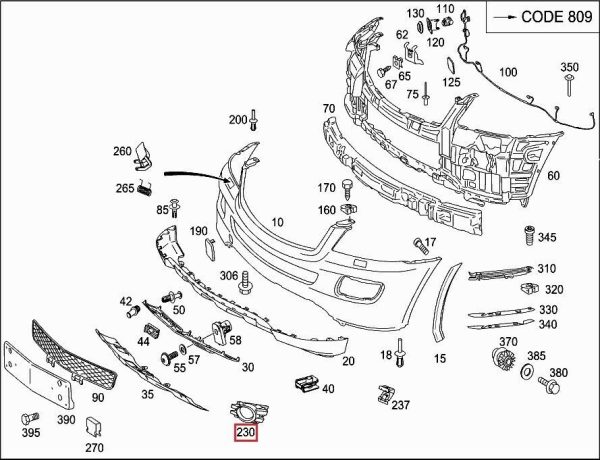 NEW GENUINE MERCEDES BENZ GL X164 06-08 FRONT BUMPER FOG LIGHT GRILL RIGHT O/S A1648851223 - Image 3