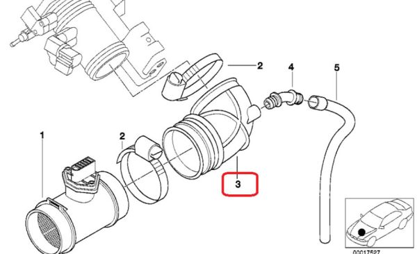 BMW GENUINE 3 SERIES E46 316 318 PETROL TUBE ELBOW AIR INTAKE BOOT 13711437355 - Image 2