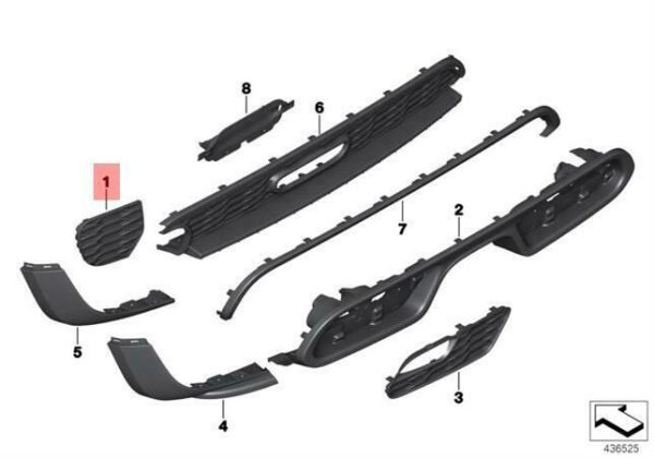 NEW GENUINE MINI F55 F56 F57 JCW AERO CABRIO REAR BUMPER GRILLE RIGHT SIDE 51127351656 - Image 2