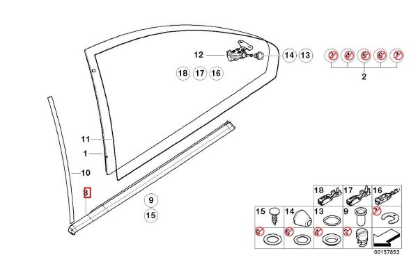 NEW GENUINE BMW 3 SERIES E46 COUPE REAR DOOR RAILING GASKET HIGH GLOSS LEFT N/S 51367891911 - Image 2